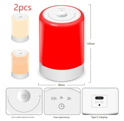 Luz nocturna FactionTech de luz roja cálida sobre una mesita de noche